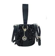 Badgley Mischka Women's Sequin Bucket Bag - Black - Thumbnail 8