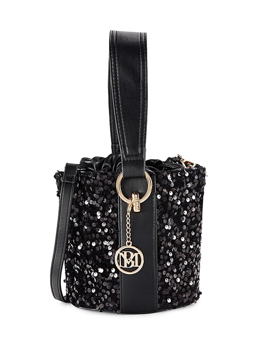 Badgley Mischka Women's Sequin Bucket Bag - Black