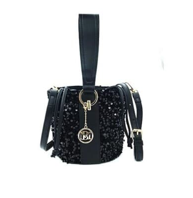 Badgley Mischka Women's Sequin Bucket Bag - Black - Thumbnail 4