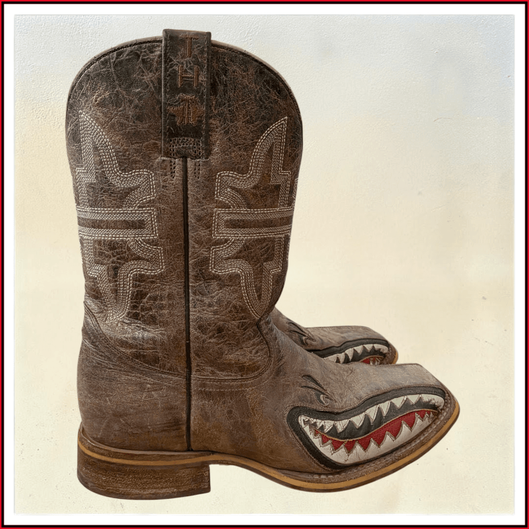 Tin Haul "Toastin' a Gnarly Shark" Tooth Cowboy Boots Men's Size 9.5 - Thumbnail 6