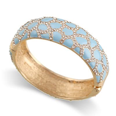 Leopard patterned enamel full diamond drop glaze fashionable alloy open bracelet - Thumbnail 5