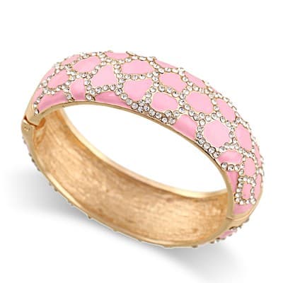 Leopard patterned enamel full diamond drop glaze fashionable alloy open bracelet - Thumbnail 2