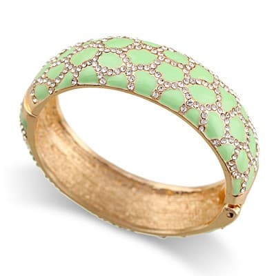 Leopard patterned enamel full diamond drop glaze fashionable alloy open bracelet - Thumbnail 4