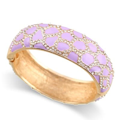 Leopard patterned enamel full diamond drop glaze fashionable alloy open bracelet