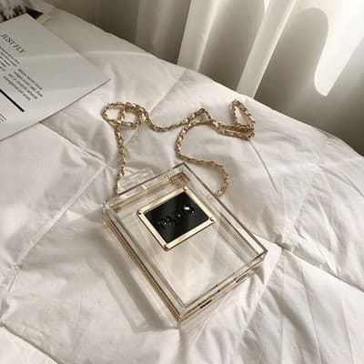 Perfume Bottle Transparent Evening Bag - Designer Style - Thumbnail 2