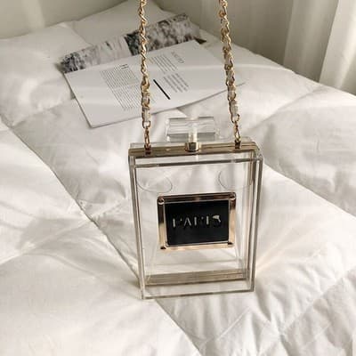 Perfume Bottle Transparent Evening Bag - Designer Style - Thumbnail 4