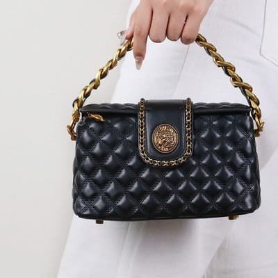 Stylish Solid-color High-end Diamond-quilted Crossbody Bag - Thumbnail 3