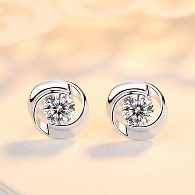 S925 pure silver rose earrings with petal shaped earrings, Korean minimalist wom