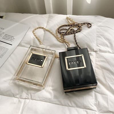 Perfume Bottle Transparent Evening Bag - Designer Style - Thumbnail 3