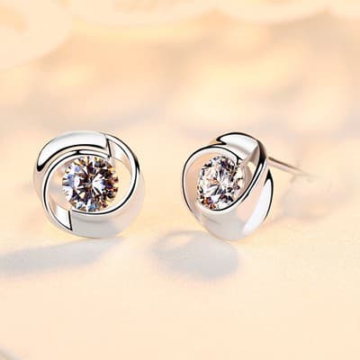 S925 pure silver rose earrings with petal shaped earrings, Korean minimalist wom - Thumbnail 2