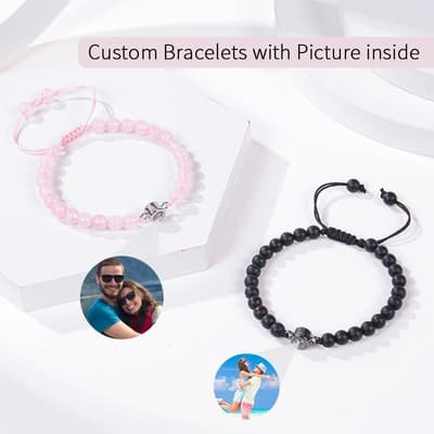 Photo projection bracelet 100 languages ​​I Love You natural stone custom bracel - Thumbnail 2