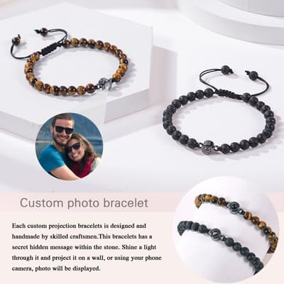 Photo projection bracelet 100 languages ​​I Love You natural stone custom bracel - Thumbnail 3