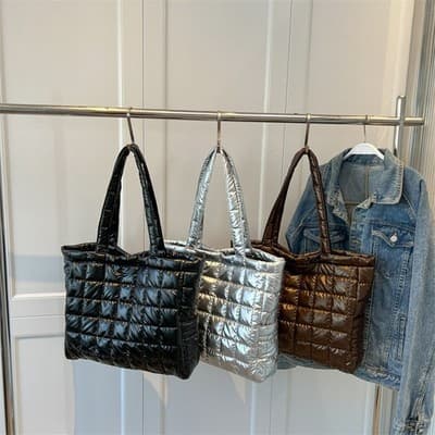 Winter Shoulder Bags Women Fashion Plaid Handbag - Thumbnail 5