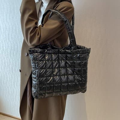 Winter Shoulder Bags Women Fashion Plaid Handbag - Thumbnail 3