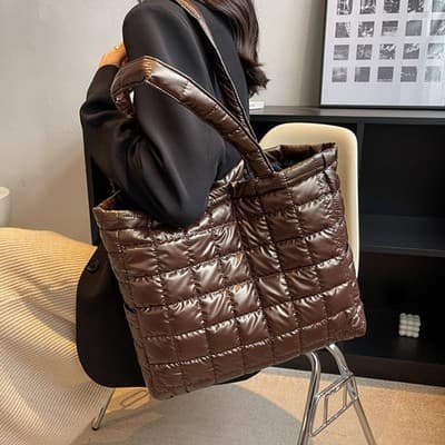 Winter Shoulder Bags Women Fashion Plaid Handbag - Thumbnail 4