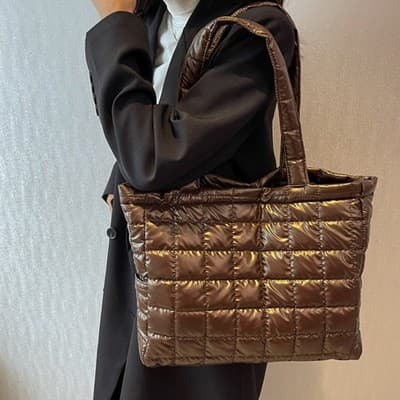 Winter Shoulder Bags Women Fashion Plaid Handbag - Thumbnail 2