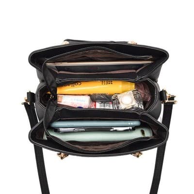 Large Capacity Litchi Pattern Shoulder Messenger Bag - Thumbnail 4