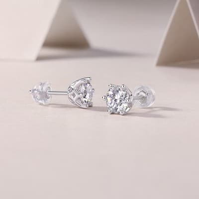 1Freehand Flower Luxury Fashion Diamond Earrings Stud Inlaid With Mosan Diamond - Thumbnail 3