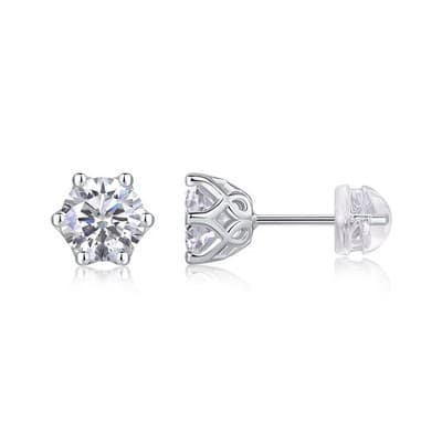 1Freehand Flower Luxury Fashion Diamond Earrings Stud Inlaid With Mosan Diamond - Thumbnail 2