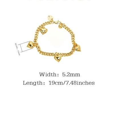 Lovely Multi Hearts 24K Gold Filled Jewelry Bracelet,Woman Accessories Fashion C - Thumbnail 4