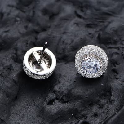 1 Pair Hip Hop Wedding Zircon Stud Earrings,Sparkling,Unisex,Daily Accessories - Thumbnail 3