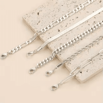 5pcs Silver Bracelets For Women, 14K Silver Plated Dainty Bracelets Set For Wome - Thumbnail 7