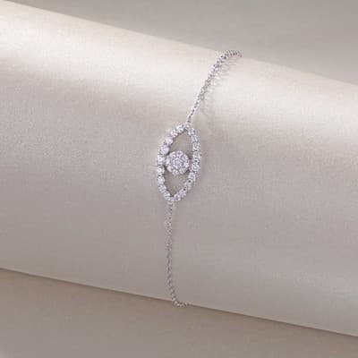 1Wishing Elf Luxury Fashion Mosan Diamond S925 Silver Bracelet Prohibit TikTok s - Thumbnail 3