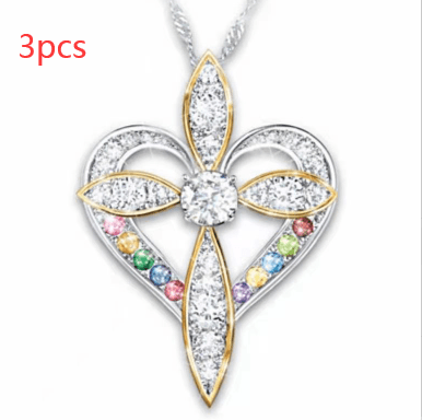 Fashion Love Heart Shaped Cross Pendant - Thumbnail 6