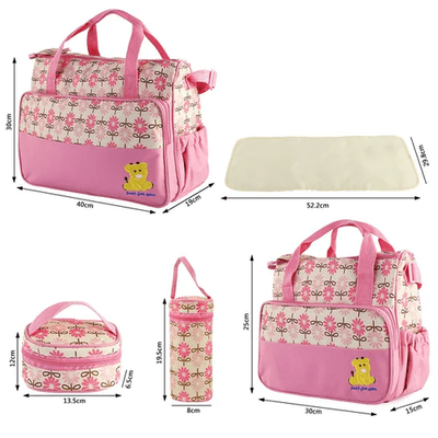 5PCS Baby Nappy Diaper Bags Set Mummy Diaper Shoulder Bags W Nappy Changing Pad - Thumbnail 7