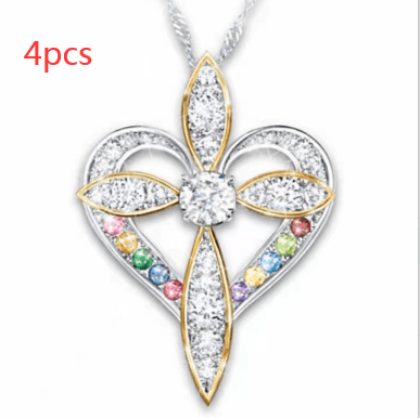 Fashion Love Heart Shaped Cross Pendant - Thumbnail 7