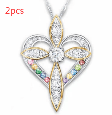 Fashion Love Heart Shaped Cross Pendant - Thumbnail 5