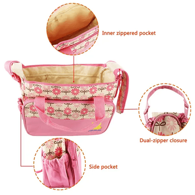5PCS Baby Nappy Diaper Bags Set Mummy Diaper Shoulder Bags W Nappy Changing Pad - Thumbnail 2
