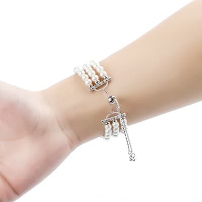 Pearl Strap Jewelry Stretch Bracelet Wristband - Thumbnail 2