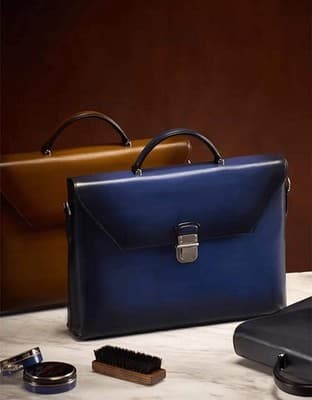 Vintage Cowhide Leather Briefcase - Thumbnail 4