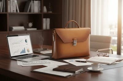 Vintage Cowhide Leather Briefcase - Thumbnail 2