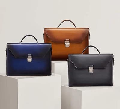 Vintage Cowhide Leather Briefcase - Thumbnail 3