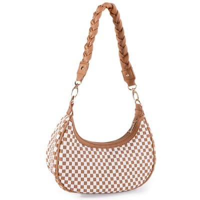 Women Woven Hobo Handbag For Women Fashion Vegan Leather Tote Bag For Women-Brow