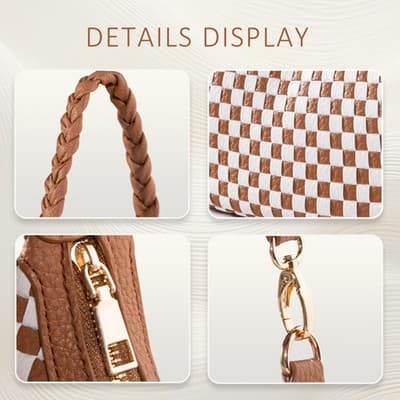 Women Woven Hobo Handbag For Women Fashion Vegan Leather Tote Bag For Women-Brow - Thumbnail 5