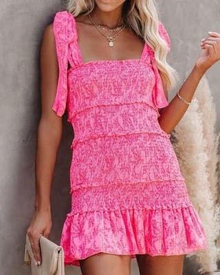 European And American Fold Ruffled Tied Dress - Thumbnail 4