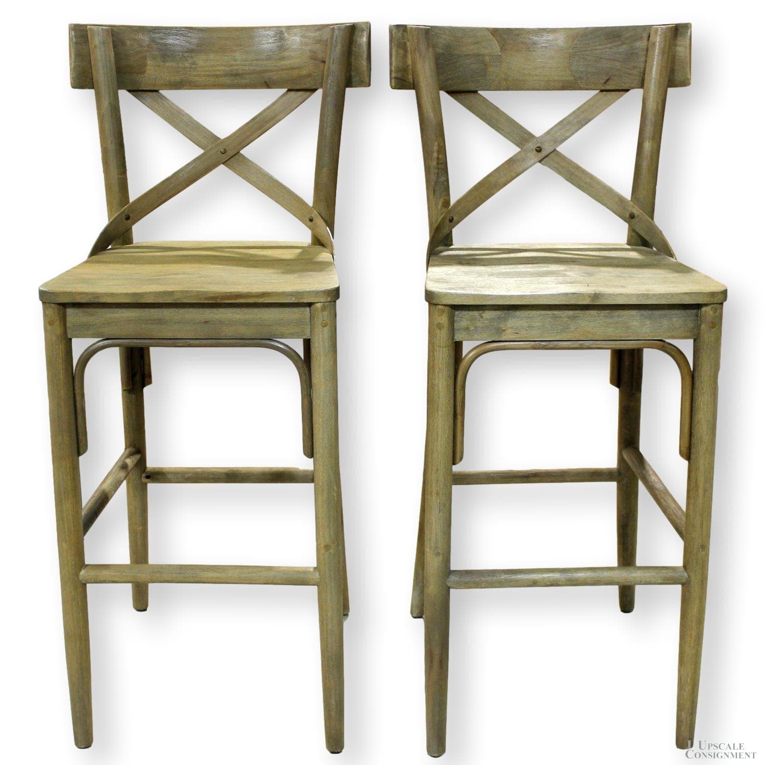 World Market Pair of Wood Bar Stools - Image 1