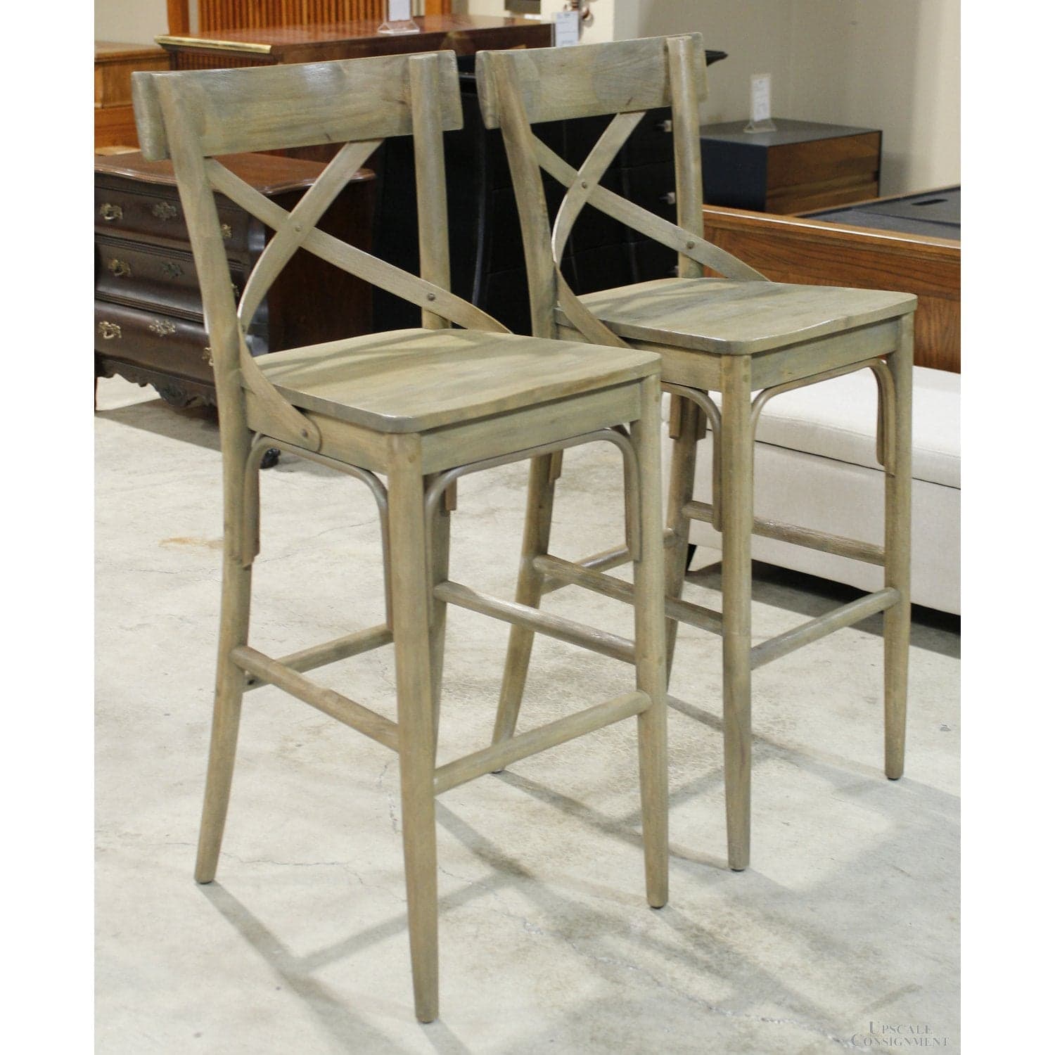 World Market Pair of Wood Bar Stools - Thumbnail 2