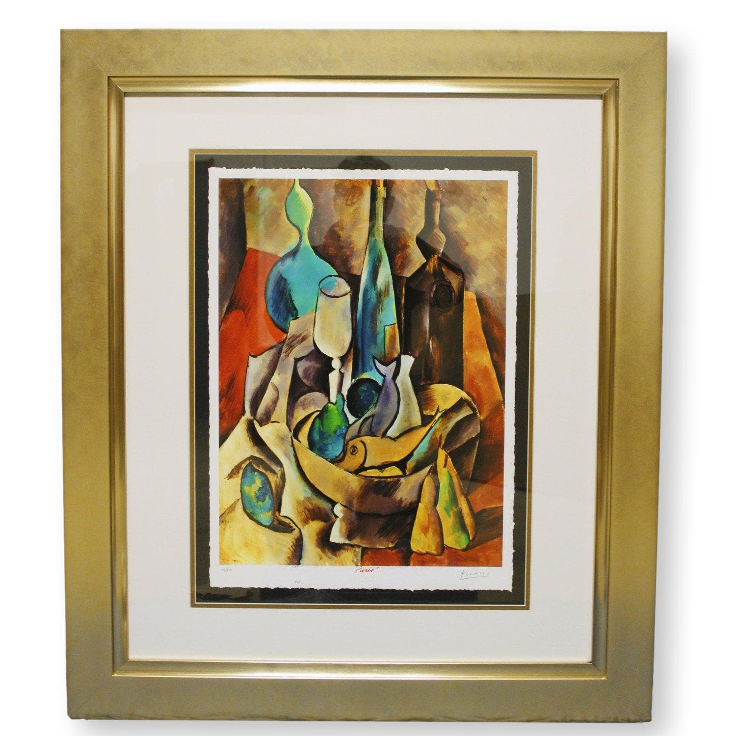 Gallery Framed Art Print 'Fish and Bottles' By Pablo Picasso - Image 1