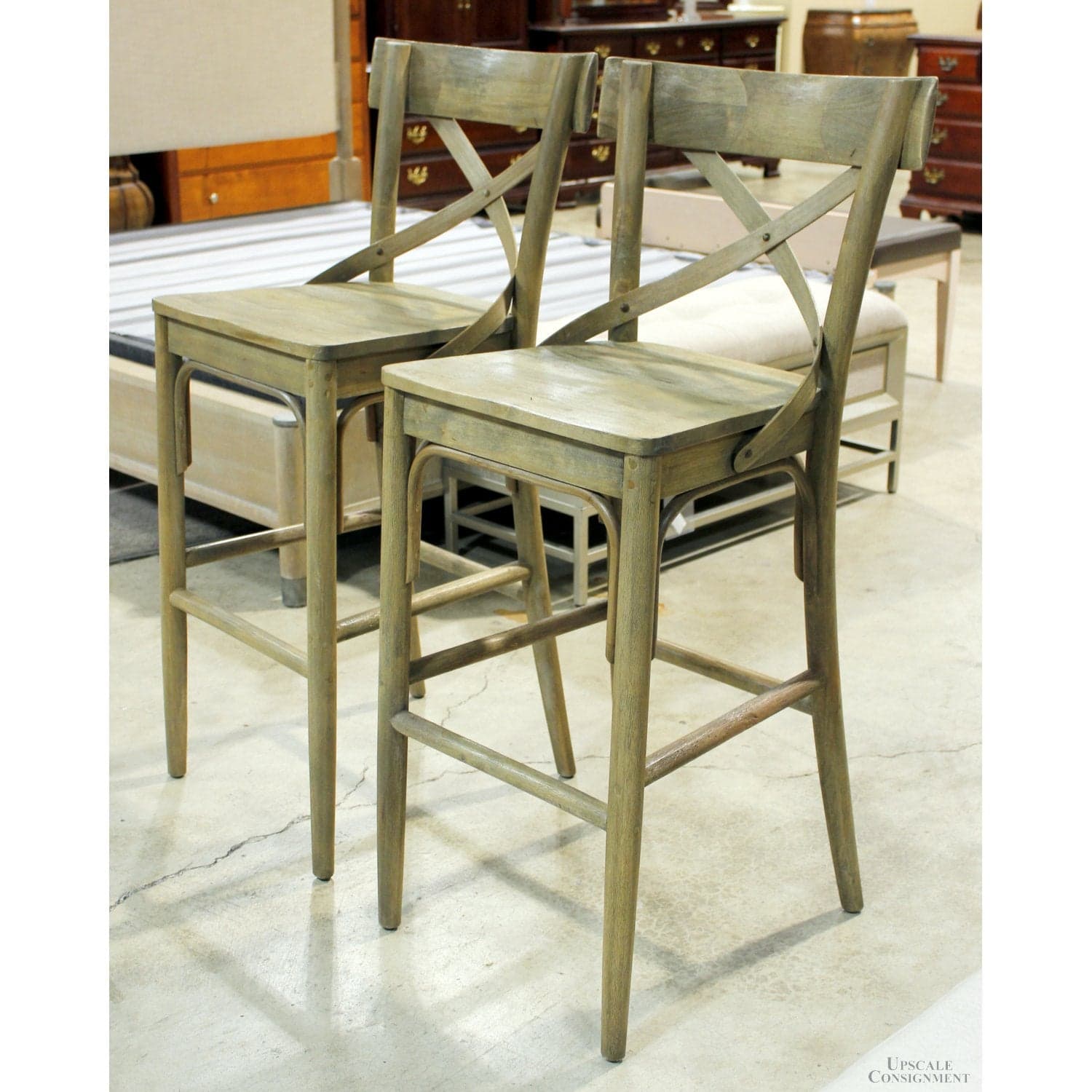 World Market Pair of Wood Bar Stools - Thumbnail 3