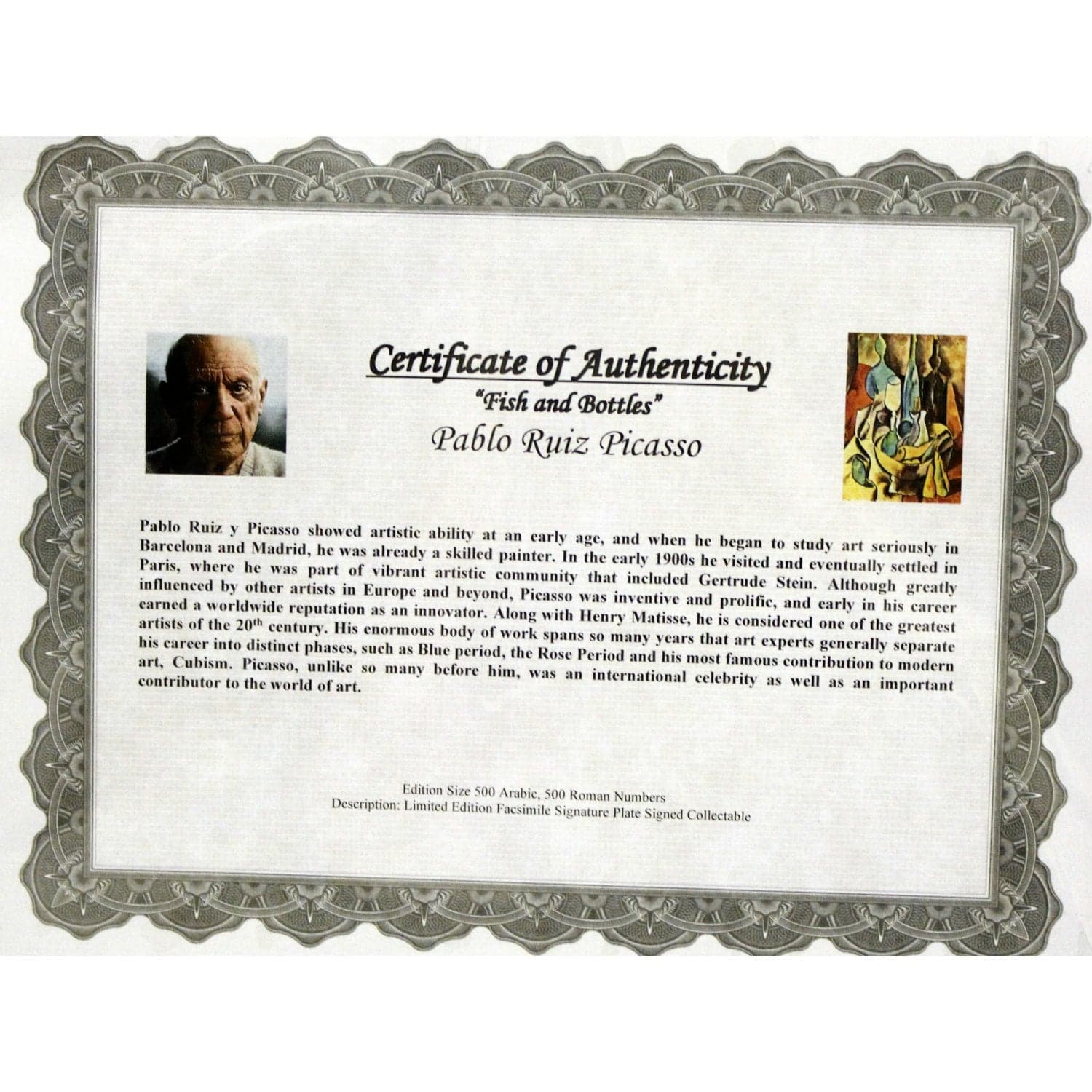 Gallery Framed Art Print 'Fish and Bottles' By Pablo Picasso - Thumbnail 3