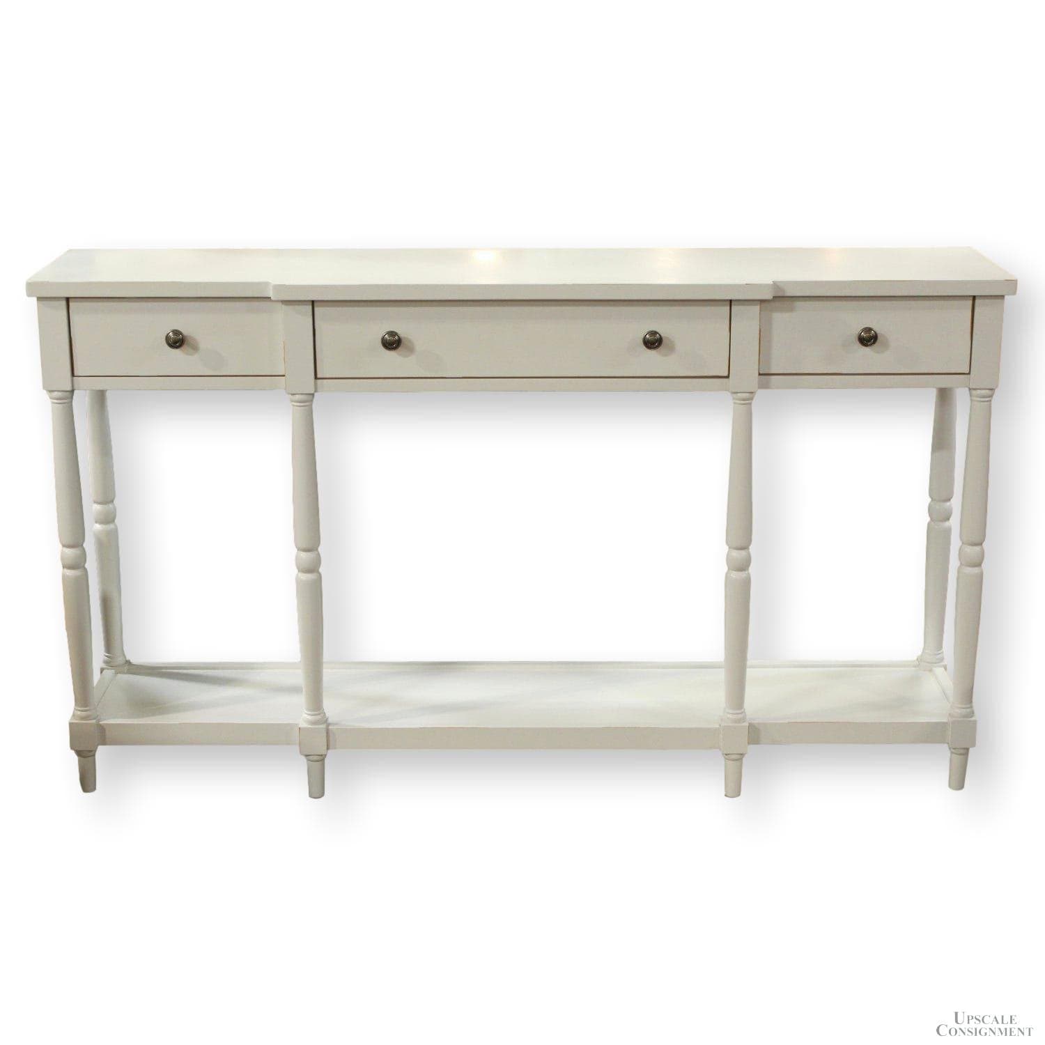 White Console Table w/Drawers & Shelf - White - Image 1