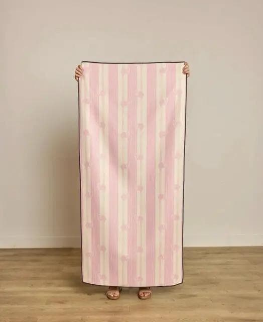 *NEW* Geometry Flamingo Stripe Pink Beach Towel - Image 1