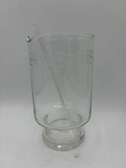 Etched Glass Martini Pitcher Set with 5 Glasses & Glass Stir Stick - Thumbnail 2