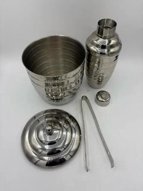 Martini Skaker & Chrome Ice Bucket with Tongs - Thumbnail 2