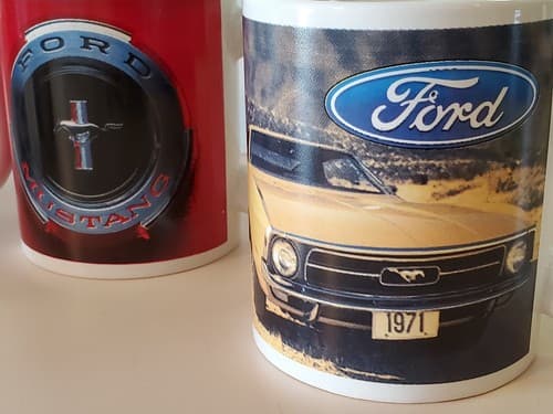 Ford Mustang 4 coffee mug cup set. 3 different car model cups and a logo cup. - Image 1