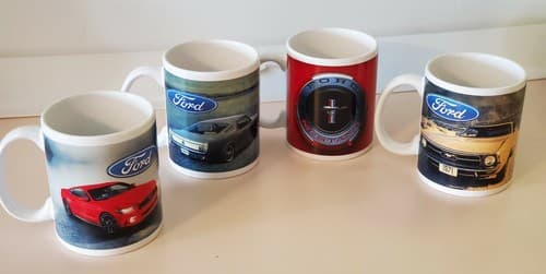 Ford Mustang 4 coffee mug cup set. 3 different car model cups and a logo cup. - Thumbnail 7